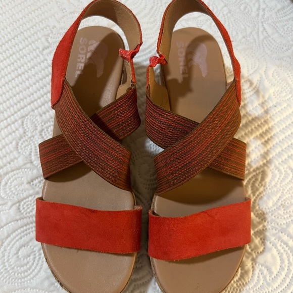 SOREL CAMERON SLINGBACK flatform SUEDE SANDAL size 10 - Picture 2 of 7